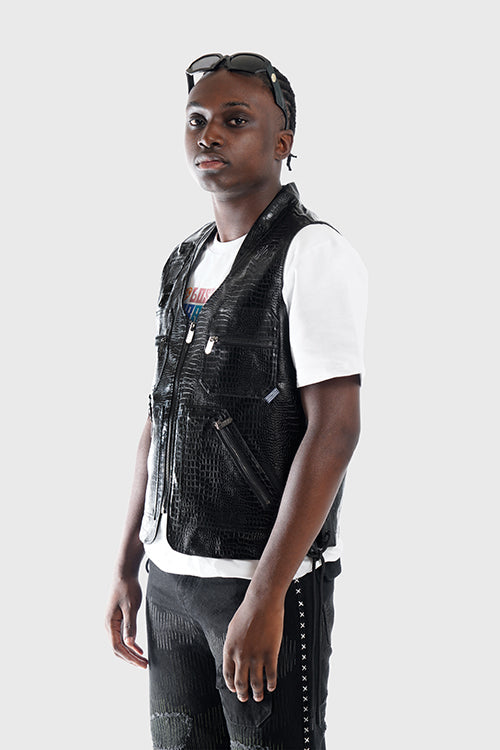 Crocodile Skin Fisherman Utility Vest
