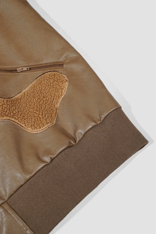 Faux Fur Vegan Leather Camouflage Jacket