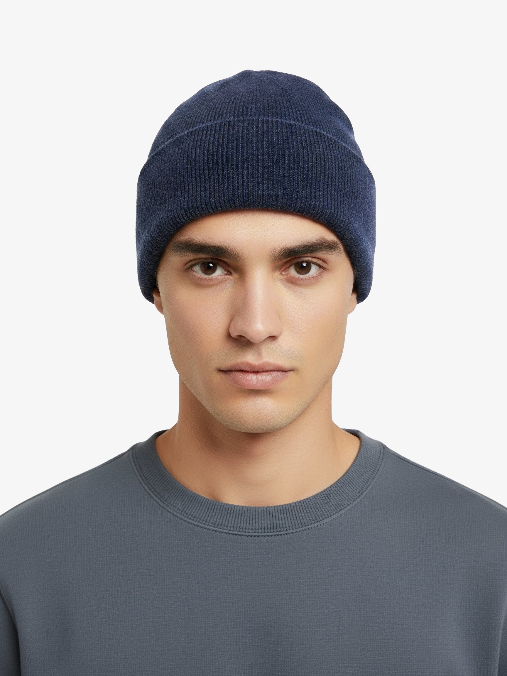 Cashmere Cuff Beanie - Carbon Blue