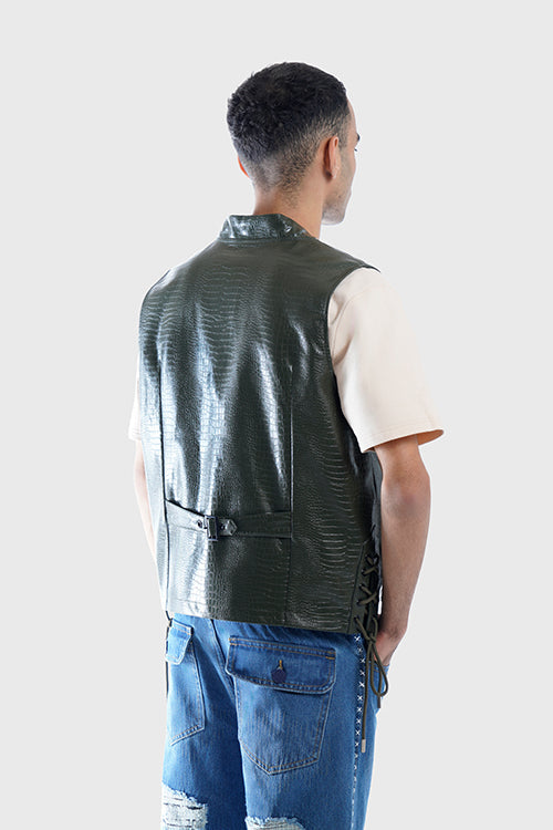 Crocodile Skin Fisherman Utility Vest