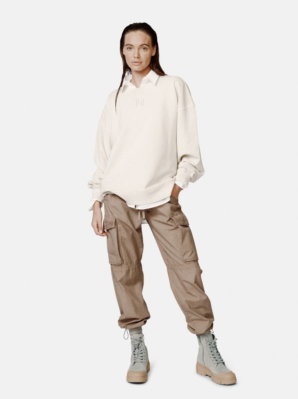 Oversized French Terry Crew - Hay