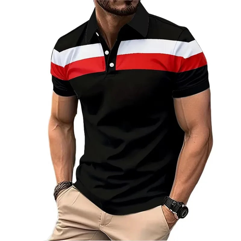 Summer Men's Short Sleeve Polo Shirts Splice Breathable Lightweight T Shirts Mens Outdoor Sweatwear Turn Down Mens Shirts