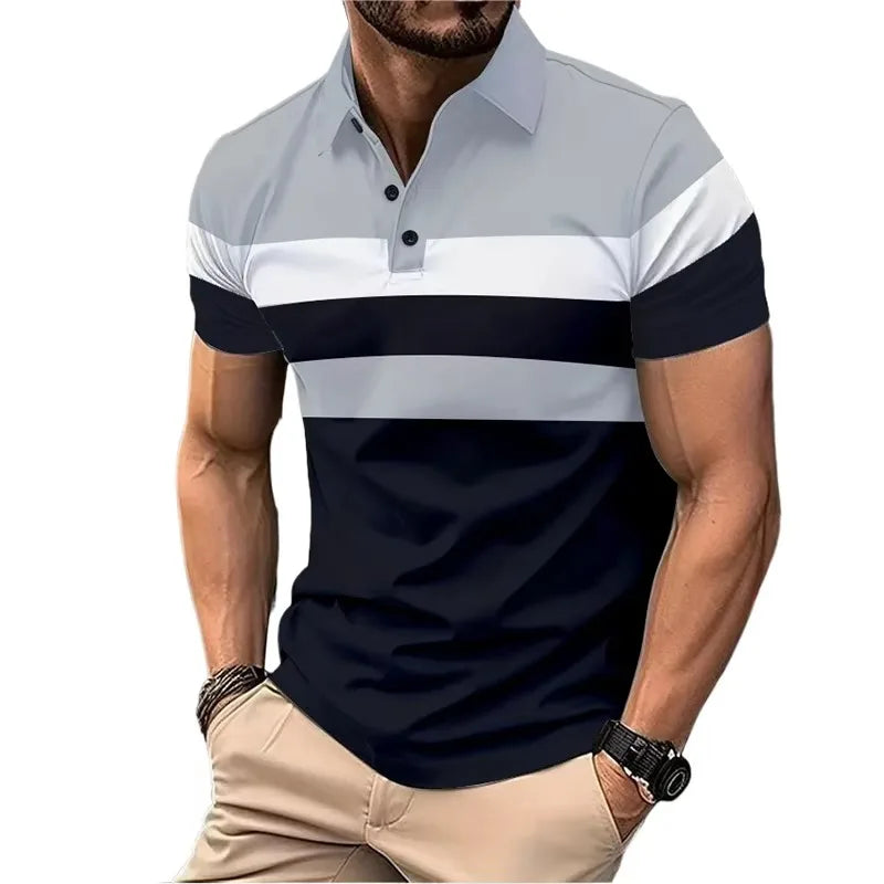 Summer Men's Short Sleeve Polo Shirts Splice Breathable Lightweight T Shirts Mens Outdoor Sweatwear Turn Down Mens Shirts