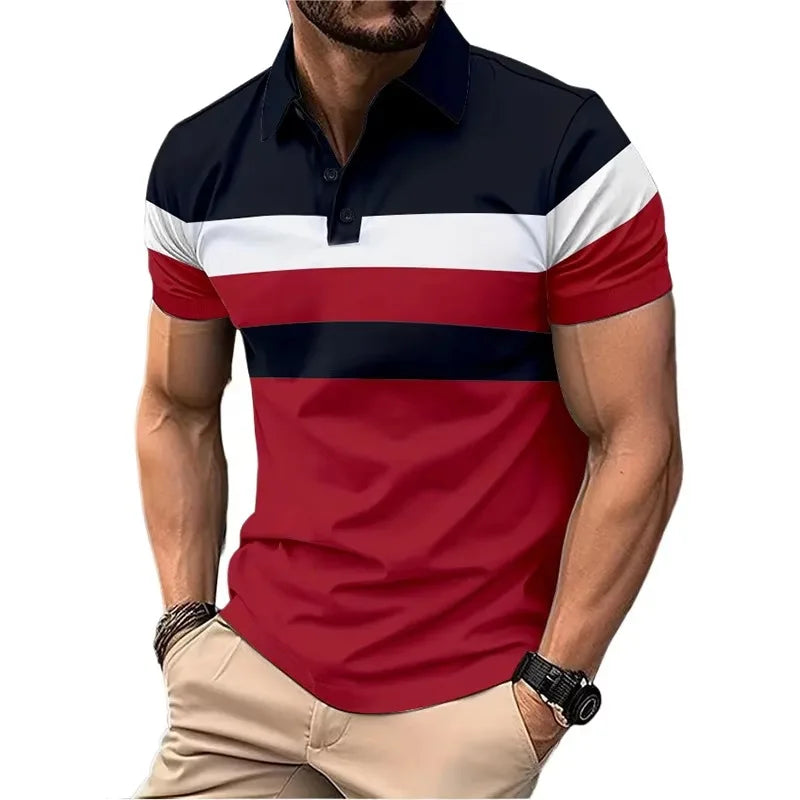 Summer Men's Short Sleeve Polo Shirts Splice Breathable Lightweight T Shirts Mens Outdoor Sweatwear Turn Down Mens Shirts