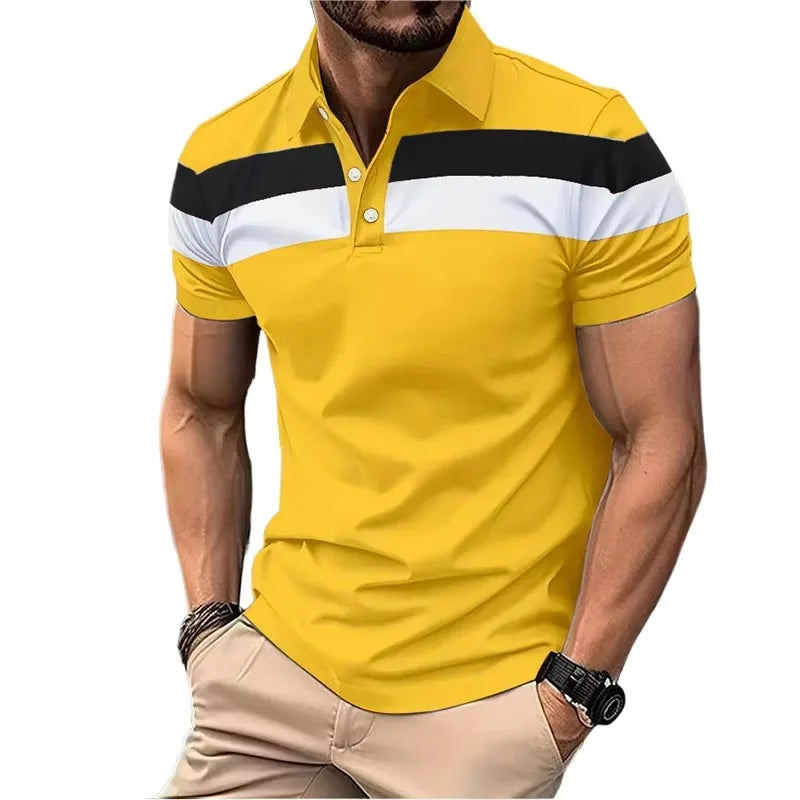 Summer Men's Short Sleeve Polo Shirts Splice Breathable Lightweight T Shirts Mens Outdoor Sweatwear Turn Down Mens Shirts