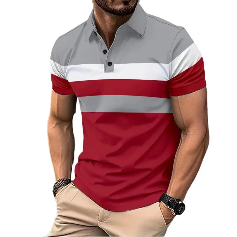 Summer Men's Short Sleeve Polo Shirts Splice Breathable Lightweight T Shirts Mens Outdoor Sweatwear Turn Down Mens Shirts