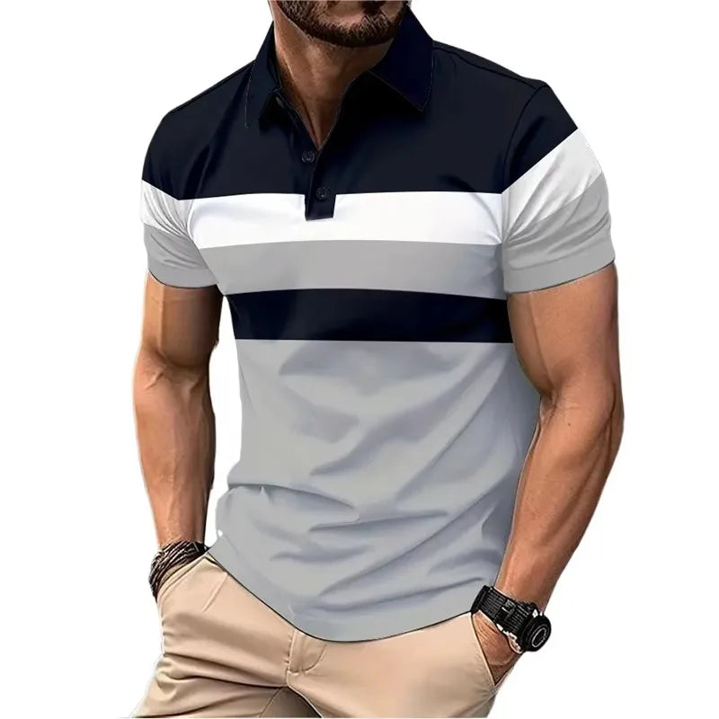 Summer Men's Short Sleeve Polo Shirts Splice Breathable Lightweight T Shirts Mens Outdoor Sweatwear Turn Down Mens Shirts