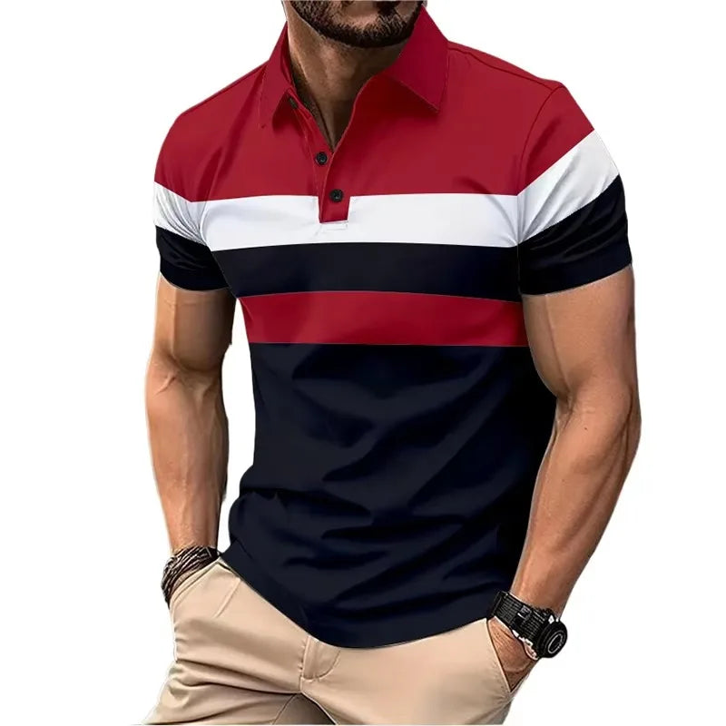 Summer Men's Short Sleeve Polo Shirts Splice Breathable Lightweight T Shirts Mens Outdoor Sweatwear Turn Down Mens Shirts
