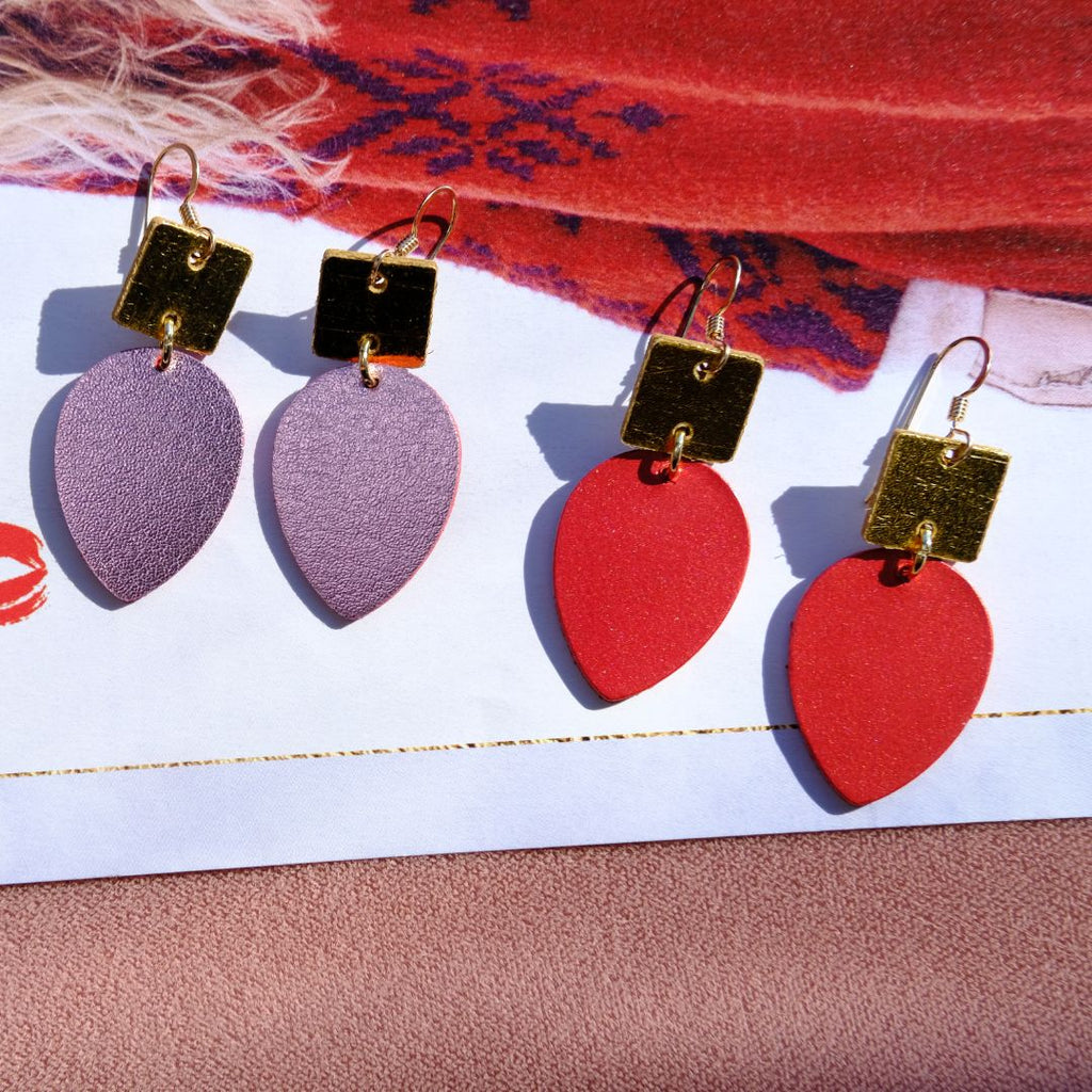 Crimson Shimmer Holiday Lights Statement Earrings