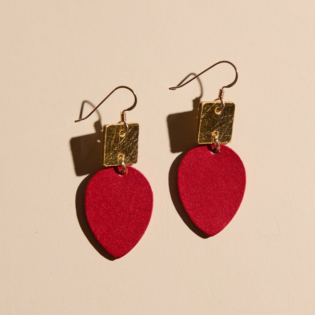 Crimson Shimmer Holiday Lights Statement Earrings